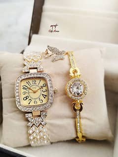 MH Ladies Stone Jewellery Watch  Bracelet