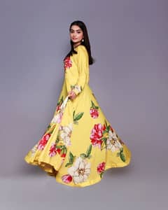 yellow Embroidery Frock silk