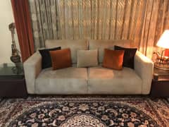sofa + curtain + table