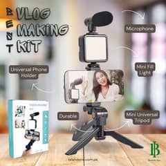 Vlogging Kit, Video Making kit with tripod stand, Microphone,  light