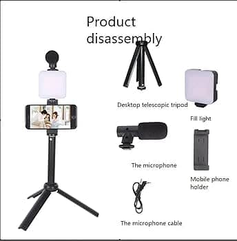 Vlogging Kit, Video Making kit with tripod stand, Microphone,  light 11