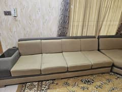 L shaped 9 seater sofa set without cushions and table