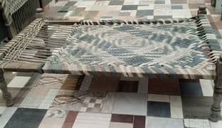 2 wooden charpai for sale