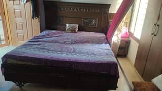 bedroom set 6 PC's akkhroot wood Ki almari bed divider