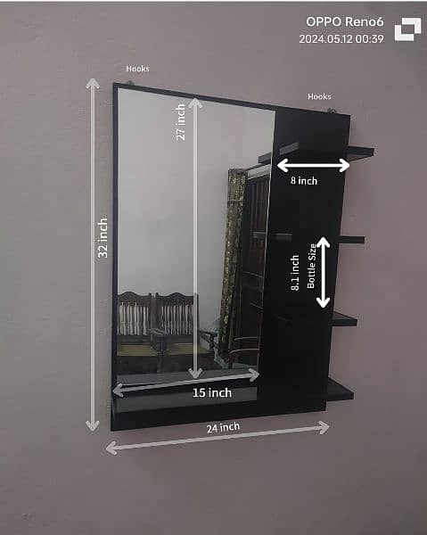 Wall Mount Drasing Mirror With Shelf Mekup Itam Hold 12