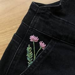 custom flower embroidery on jeans