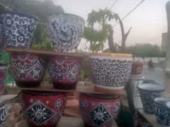 Hand painted pots and garden accessories