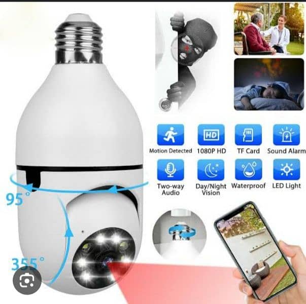 wifi bulb camera mic+speaker built-in 360 move able 0