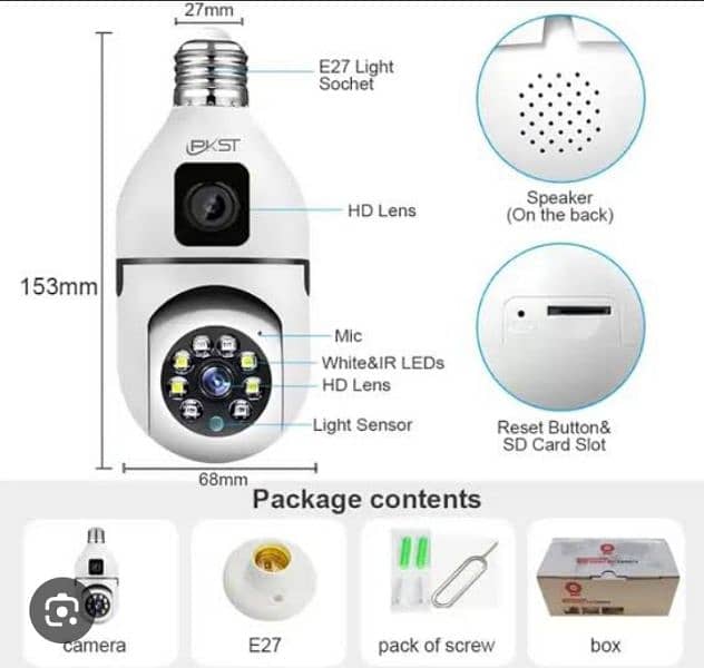 wifi bulb camera mic+speaker built-in 360 move able 1