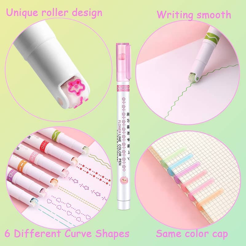 6Pack) Roller Curve Highlighters For Scrapbooking | Writing & Drawing 6