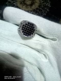 black nug ring with silver body beautiful ring with black beads