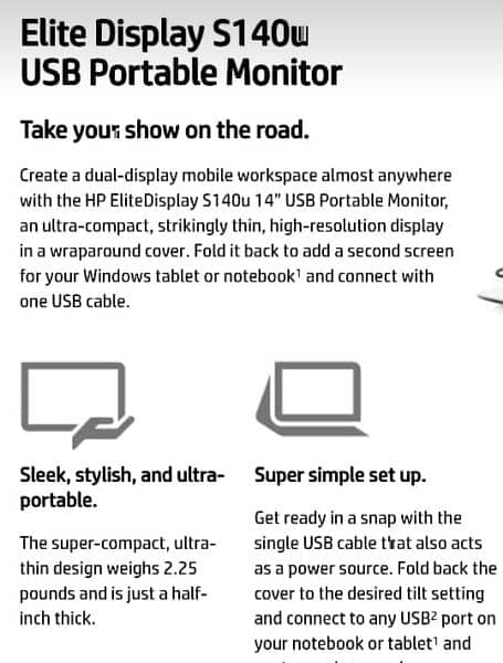 HP EliteDisplay S140U USB Display No Extra Power Needed Read Full Ad 2