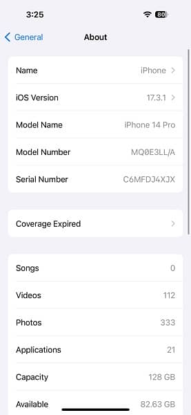iphone 14 Pro 128GB Jv purple colour 85% 3