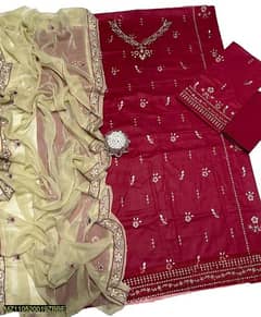 3 Pcs women in stitched lawn