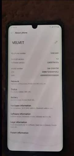 lg velvet. 6/128. only Phone Without Box. Non Pta