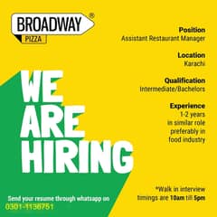 Trainee Manager, Shift Manager, Assistant Resurant Manager Resturant M
