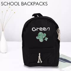 Canvas School Backpack Set for Teenage Girls Cactus Printing Bag