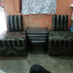 four table mirror and 2 sofa chair
