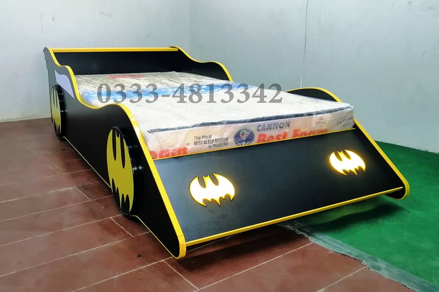 Boys Car Bed Batman shape with light for Bedroom Sale in Pakistan 0