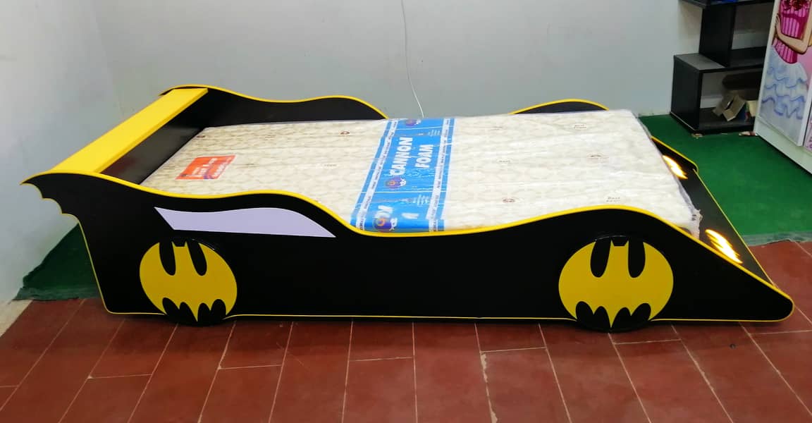 Boys Car Bed Batman shape with light for Bedroom Sale in Pakistan 1