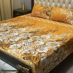 3 pcs Crystal Cotton printed Double Bedsheet