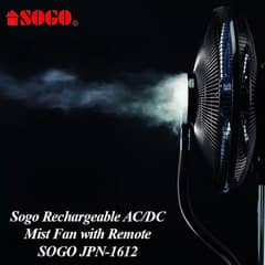 Sogo Rechargeable AC DC Mist Fan with Remote JPN 1612
