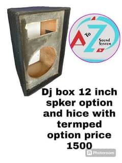 dj box 12 inch spker option and hice with termped