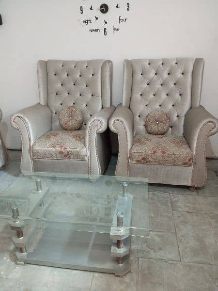 5 seater Sofa set with glass table 5