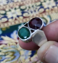 Emerald+Ruby very high quality with original chandi Ring