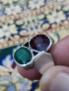 Emerald+Ruby very high quality with original chandi Ring