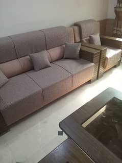 Seven seater sofa sets, dining table set, central table set and beds,