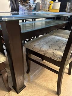 6 Seater Wood & Glass Dining Table - 9/10