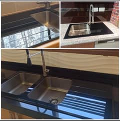 Luxury Black Glass Kitchen Sink - Tampered Glass