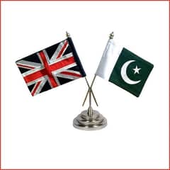 UK Pakistan table flags,  stainless steel