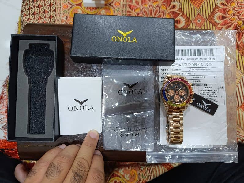 Original Onola Rose Gold Chronograph watch super bling bezel and lugs 7