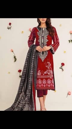 3pc womens Unstiched viscose embroidered suit