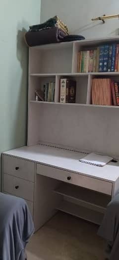 computer table, study table, quran shelf, book shelf,laptop,office