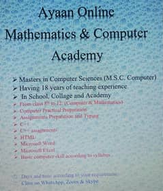 Online Computer  & Mathematics  classes