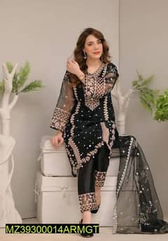 WOMEN UNSTITCHED ORGANZA EMBROIDERED SUIT