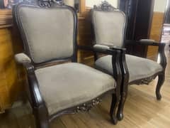 grey wooden room chairs