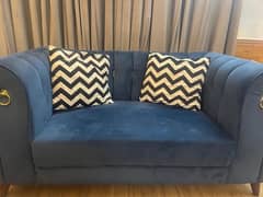navy blue brass sofa