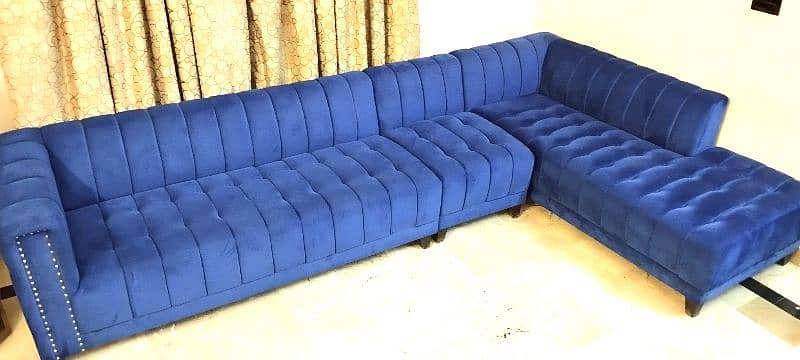 L-Shaped blue sofa set 2