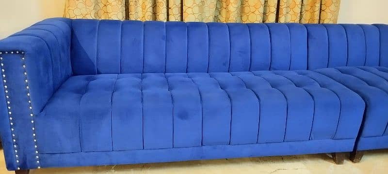 L-Shaped blue sofa set 3