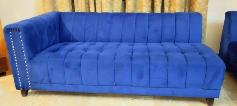 L-Shaped blue sofa set 5