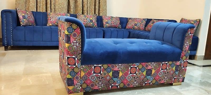 L-Shaped blue sofa set 9