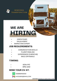 Truck Dispatcher and Sales Agent Required