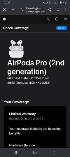 Airpods Pro 2nd Gen apple. warranty till October 2024.0306/9232/403