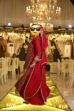 selling red color full embroidered bridal dress