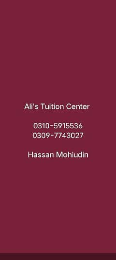 Ali's Tuition Center in Marghzar Colony