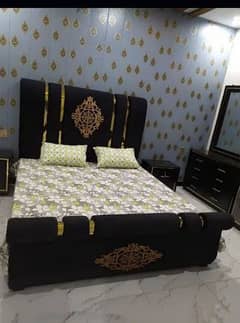 double bed, bed set, poshish bed side table dressing